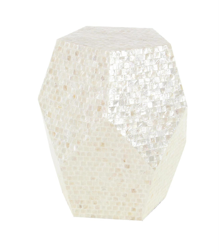 Cream Mother of Pearl Shell Handmade Side End Accent Table