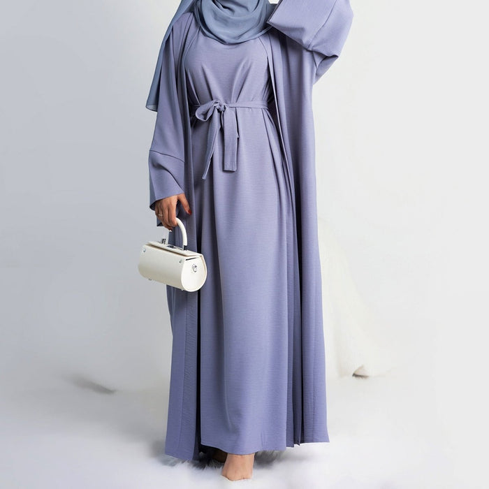 Crepe Pocket Open Abaya 3-Piece Set (MA002)