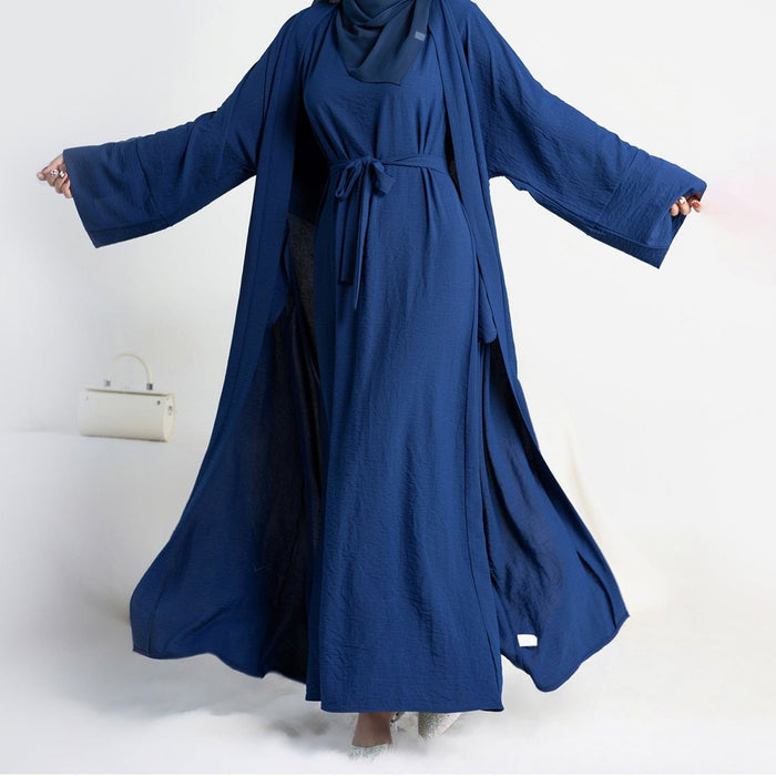 Crepe Pocket Open Abaya 3-Piece Set (MA002)