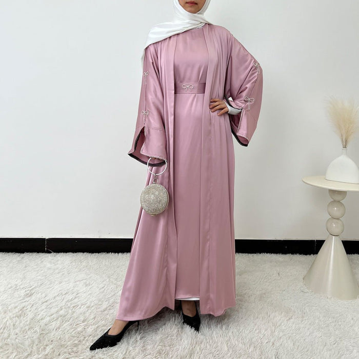 Crystal Bow Embellished Abaya 4-Piece Set(MOA253)