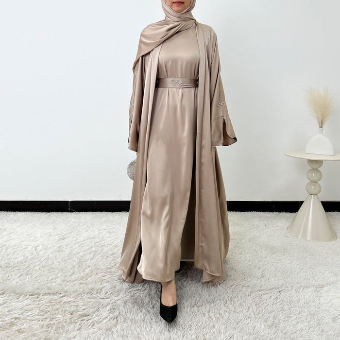 Crystal Bow Embellished Abaya 4-Piece Set(MOA253)