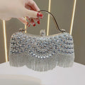 Crystal-Embellished Clutch Bag with Tassels – Versatile Evening Purse for Weddings & Galas (MAC276)
