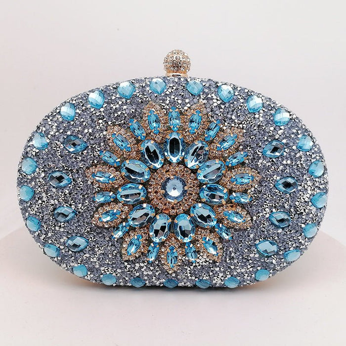 Crystal Sunflower Evening Clutch | Rhinestone Party Bag with Chain Handle(MAC356)
