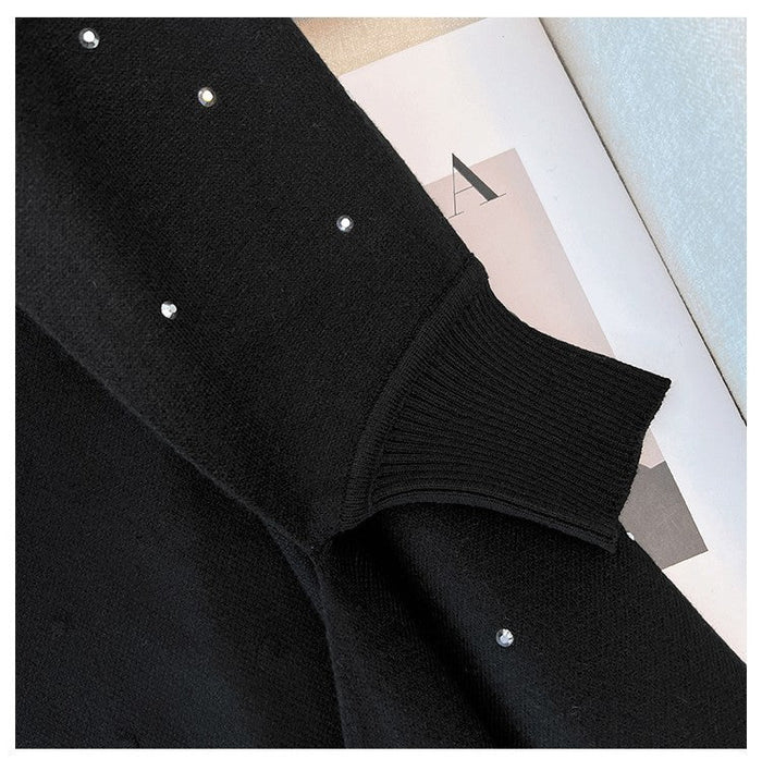 Diamond Embellished Cape Cardigan | Fringe Trim Knit Shawl Sweater(MS211)