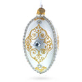 Diamond in Golden Scroll Glass Egg Christmas Ornament 4 Inches