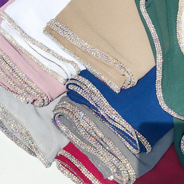 Diamond Trimmed Chiffon Hijab(MH087)