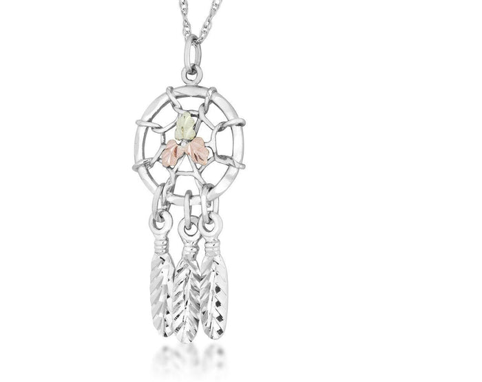 Dreamcatcher - Sterling Silver Black Hills Gold Pendant