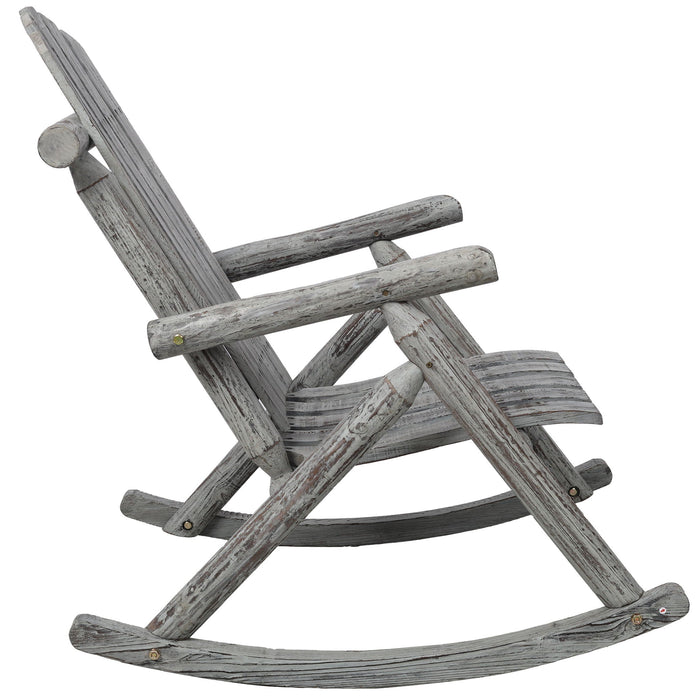 Durable Wooden Porch Rocker, Fir Log Rocking Chair