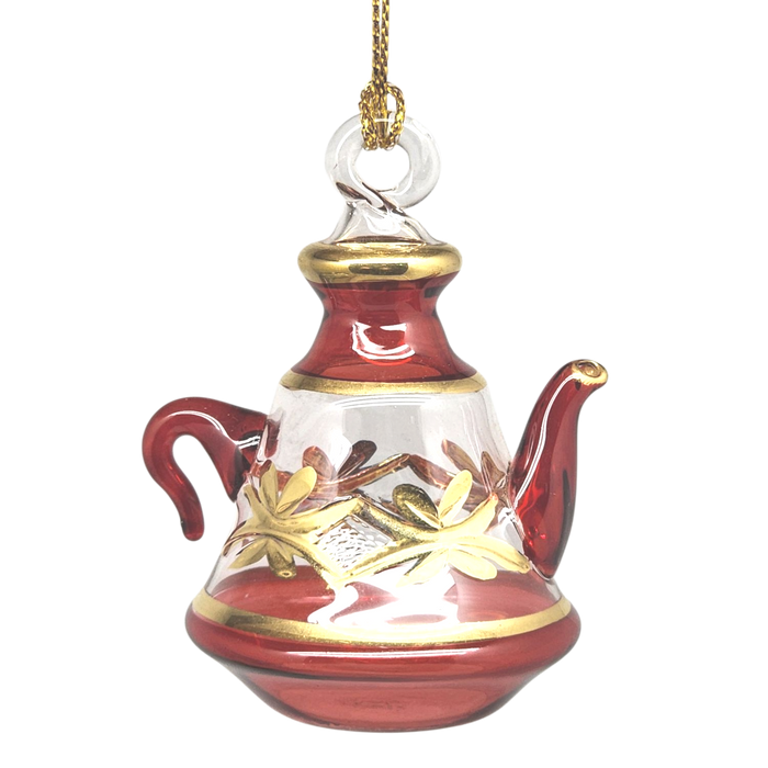 Egyptian Glass Teapot Ornaments - Christmas Red