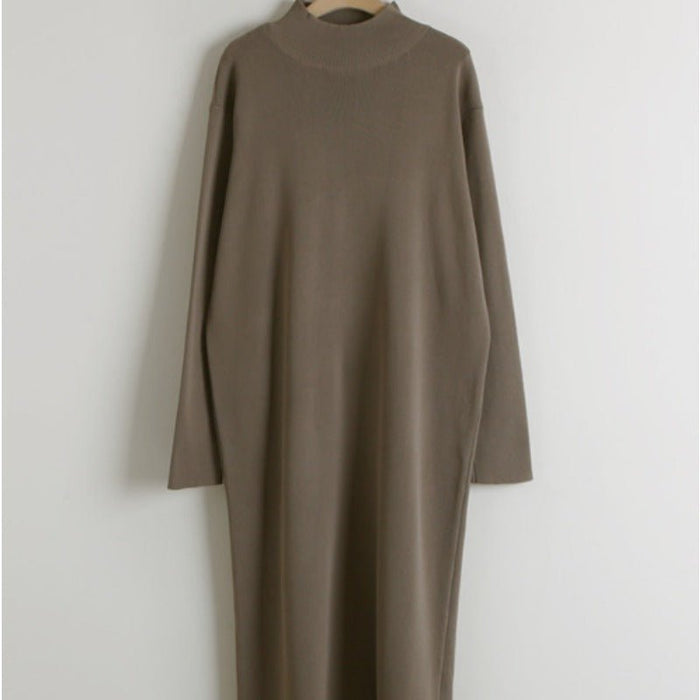 Elegant Knit Shawl & Half-Turtleneck Maxi Dress Set | Two-Piece Modest Outfit(MS117)