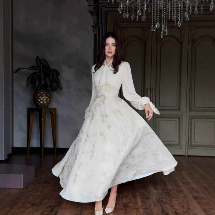 Elegant Long Sleeve Maxi Dress, Butterfly Patterned Abaya / Long Dress Gown (MA219)