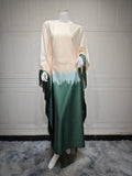 Elegant Ombre Gradient Abaya | Gradient Print Fringed Robe Dress Abaya (MA179)