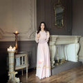 Elegant Pearl-Accented Bubble Sleeve Dress with Spliced Waist(MA297)