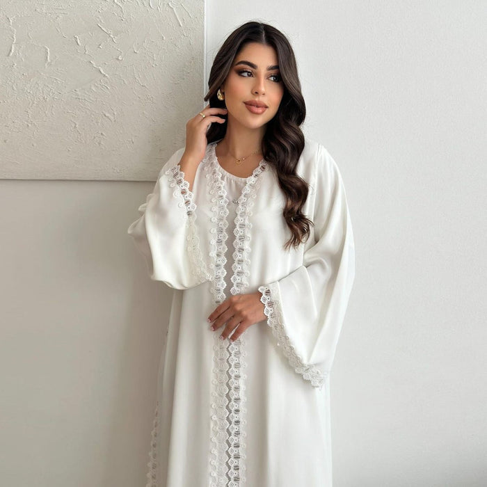 Elegant Prayer Dress with Floral Lace Detail (MOA285)