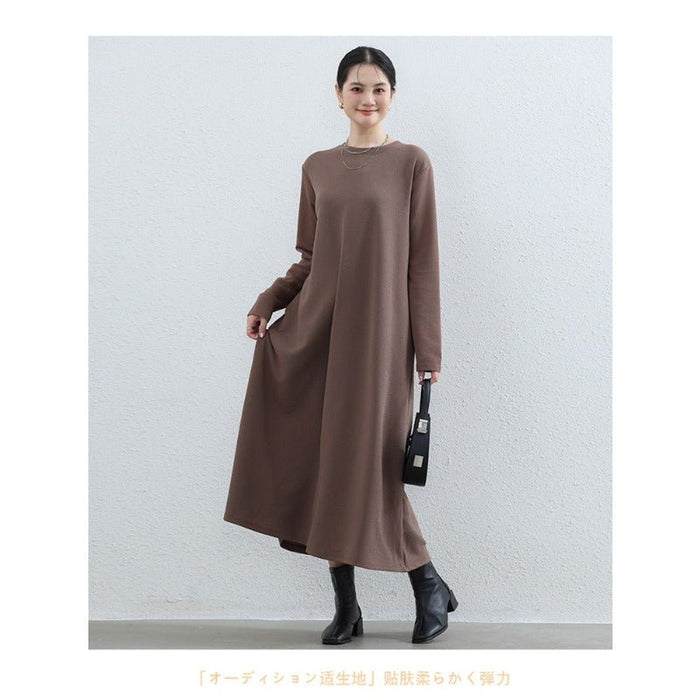 Elegant Round Neck A-Line Maxi Dress - Solid Color Modest Abaya with Pockets (MA310)