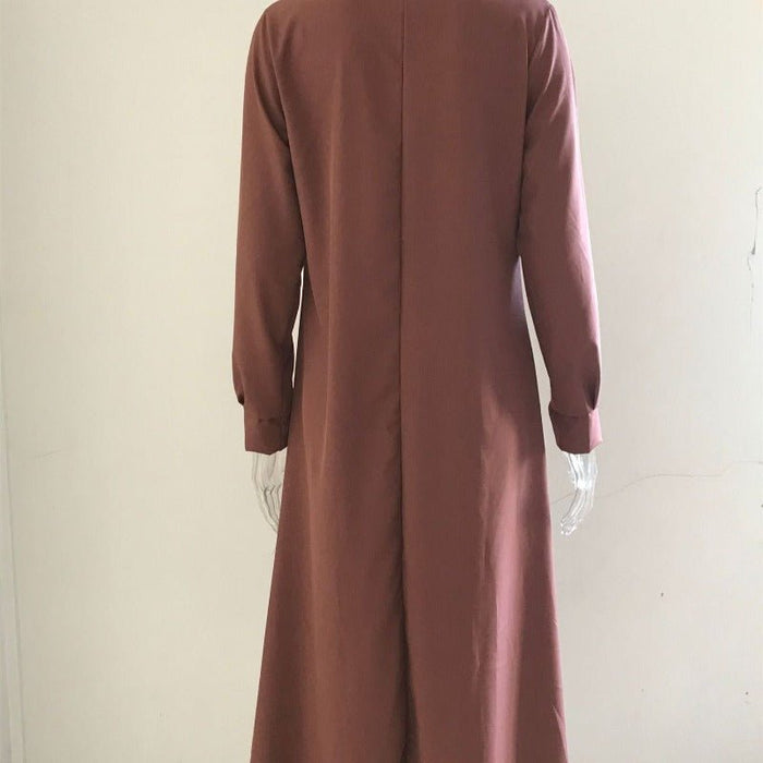 Elegant V-Neck Maxi Dress with Drawstring Design | Contemporary Modest Wear (MS121)