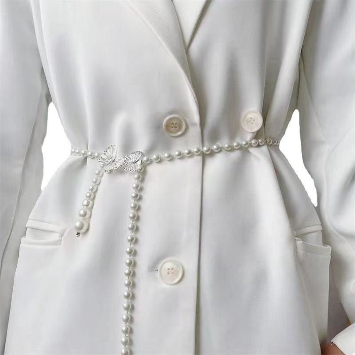 Elegant Versatile Pearl Cascade Waist Belt (MAC349)