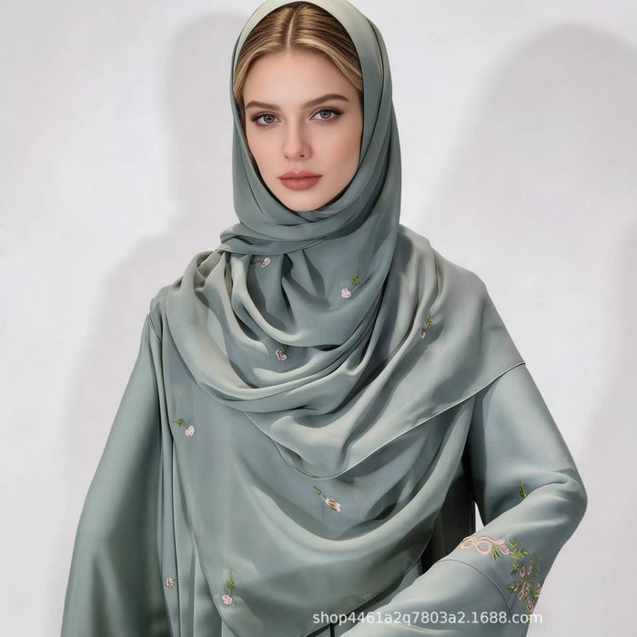 Embroidered Floral Abaya with Matching Hijab(MOA277)