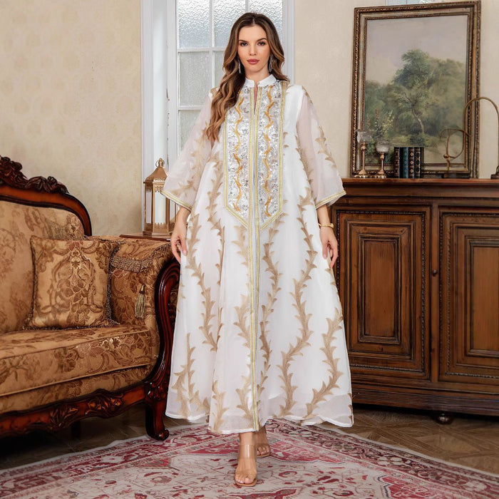 Embroidered Mesh Party Abaya (MA414)
