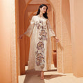 Embroidered Organza Abaya with Sequin Appliqués | Collared Floral Gown (MA373)