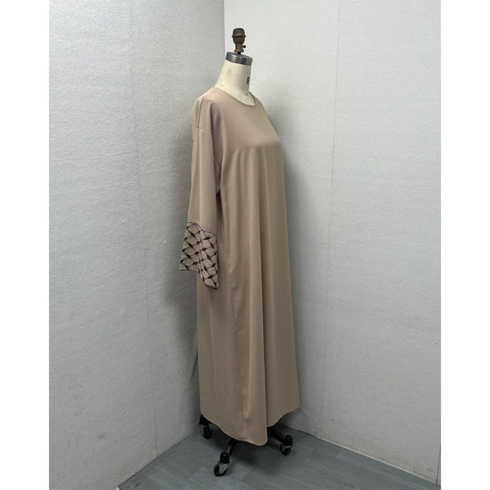 Embroidered Pattern Abaya Robe Dress - Modest Muslim Long Sleeve Maxi with Detachable Belt(MA272)