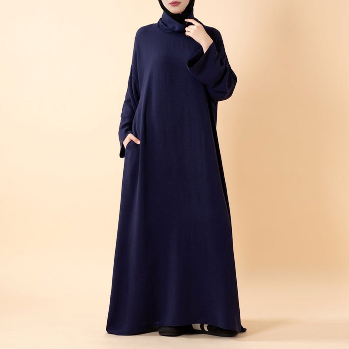 Everyday Crepe Turtleneck Abaya – Relaxed Fit for All Seasons (MA384)