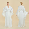Feather-Trimmed Kimono Robe Abaya (MOA293)