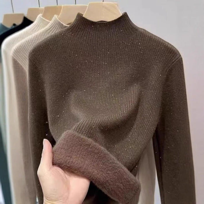 Fleece-Lined Mock Neck Sweater | Thick Winter Base Layer Top(MS159)