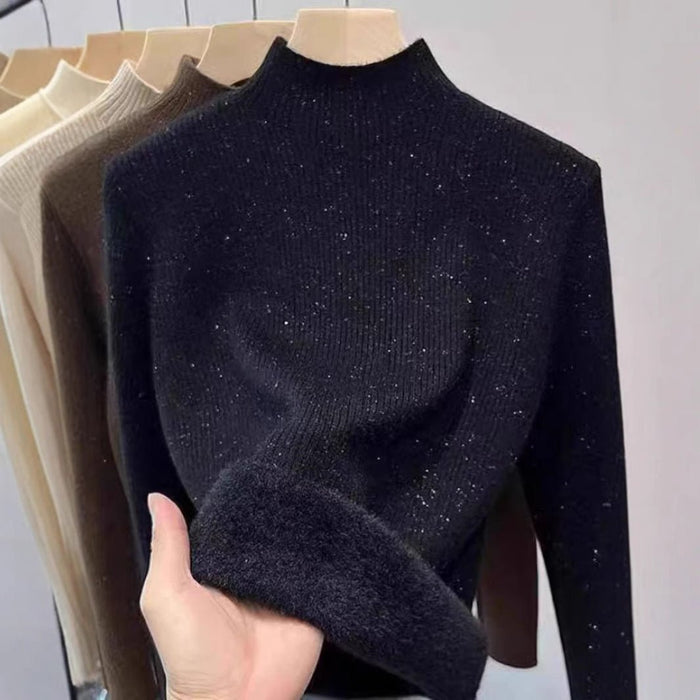 Fleece-Lined Mock Neck Sweater | Thick Winter Base Layer Top(MS159)