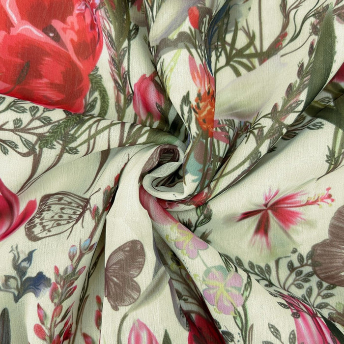 Floral Chiffon Dress with Three-Tier Ruffle Skirt (MA407)