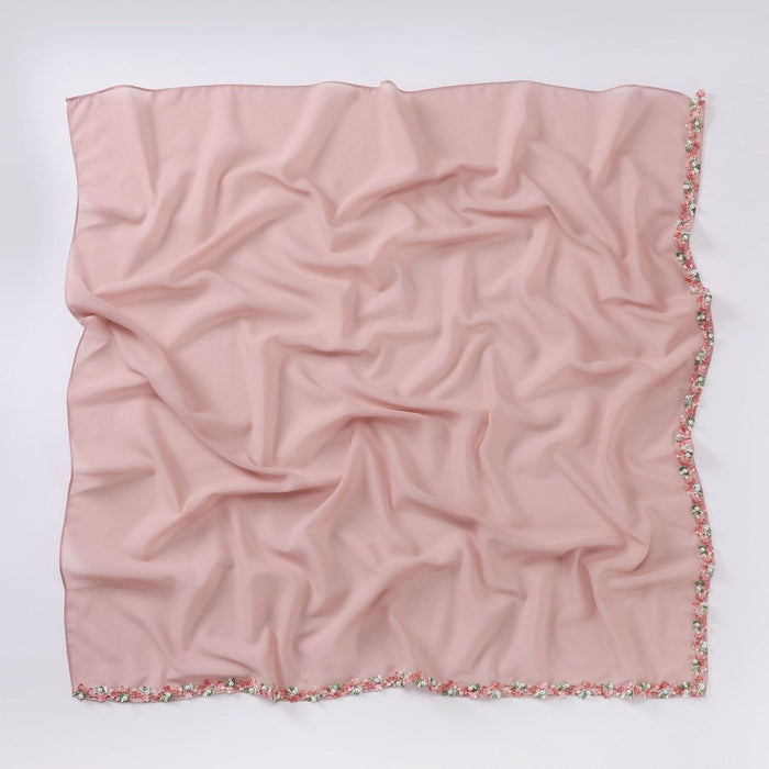 Floral Embellished Chiffon Hijab Scarf (MH221)