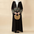 Floral Embroidered Crepe Open Abaya (MOA128)