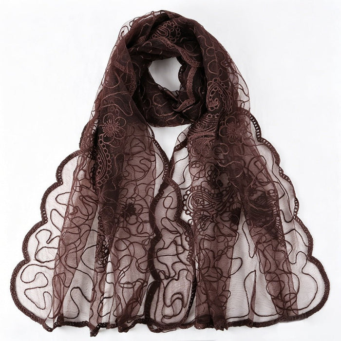 Floral Lace Embroidered Mesh Hijab(MH235)