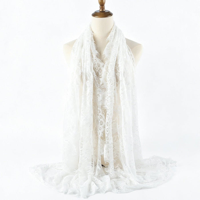 Floral Lace Hijab with Eyelash Fringe Edge(MH237)