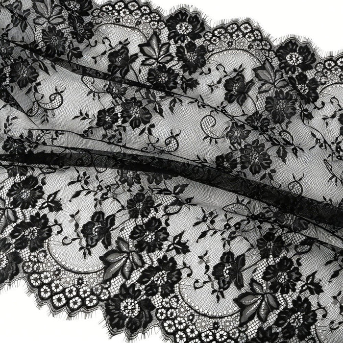 Floral Lace Hijab with Eyelash Fringe Edge(MH237)