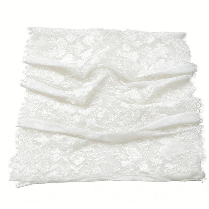 Floral Lace Hijab with Eyelash Fringe Edge(MH237)