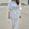 Floral Print Cardigan & Maxi Skirt Set(MS380)