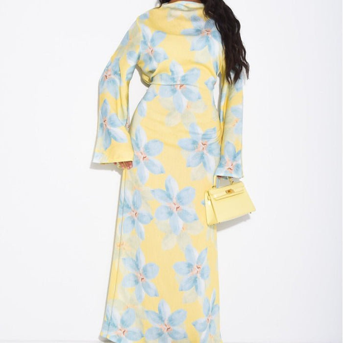 Floral Print Washed Crinkle Maxi Dress(MS437)