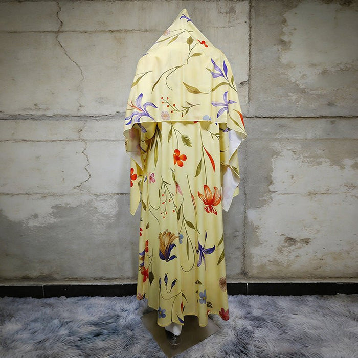 Floral Printed Oversized Abaya with Hijab (MOA297)