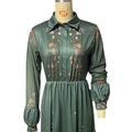 Floral Printer Shirt Dress | Elegant Collar Button-Front Gown Abaya(MA381)