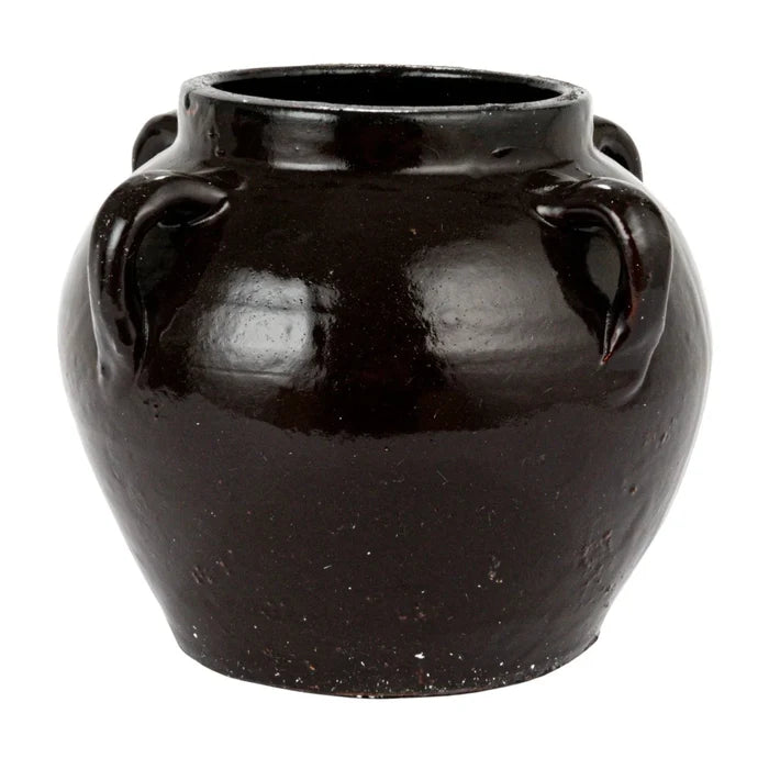 Found Black Clay Jar with Handles