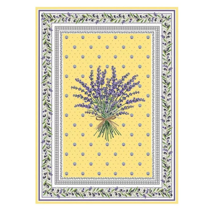 French kitchen towel - Printed cotton - Lauris yellow | Tissus Toselli