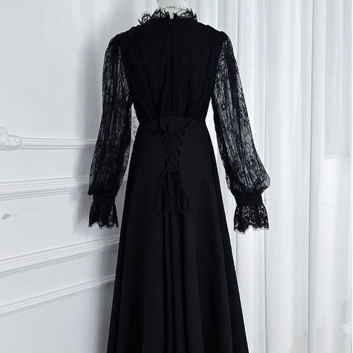 French Lace V-Neck Maxi Dress(MS361)