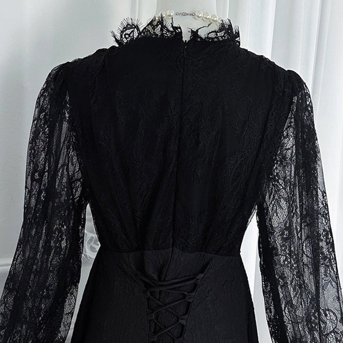 French Lace V-Neck Maxi Dress(MS361)