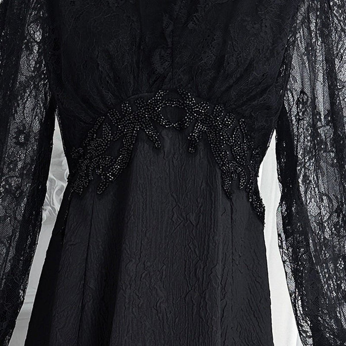 French Lace V-Neck Maxi Dress(MS361)