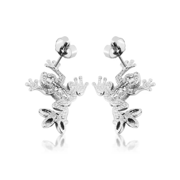Frog - Sterling Silver Black Hills Gold Earrings