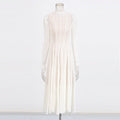 Geometric Lace Mock Neck Maxi Dress (MS397)