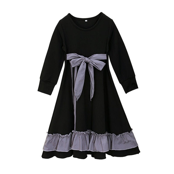Girls Dress & Hijab Set with Contrast Trim(MKG025)