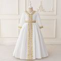 Girls Embroidered Kaftan Dress with Jeweled Belt(MKG021)