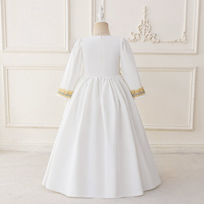 Girls Embroidered Kaftan Dress with Jeweled Belt(MKG021)